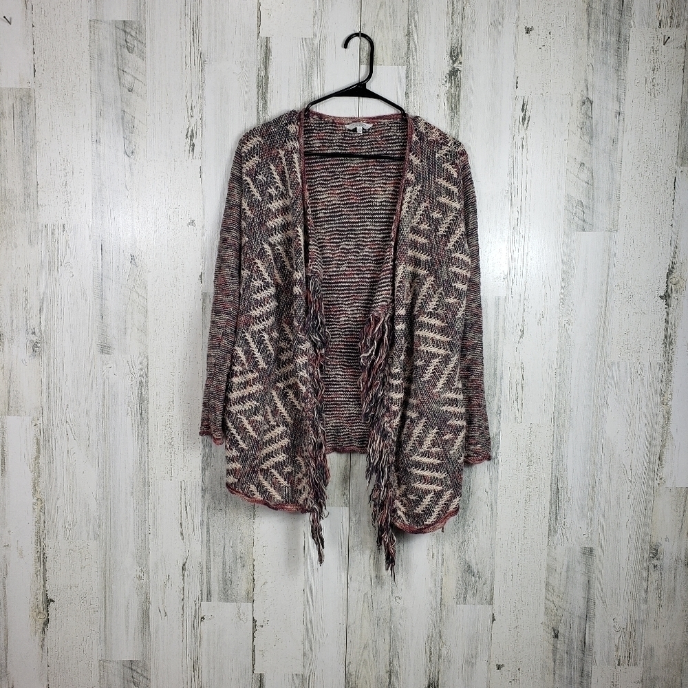 Lucky brand boho fringe, colorful cardigan S